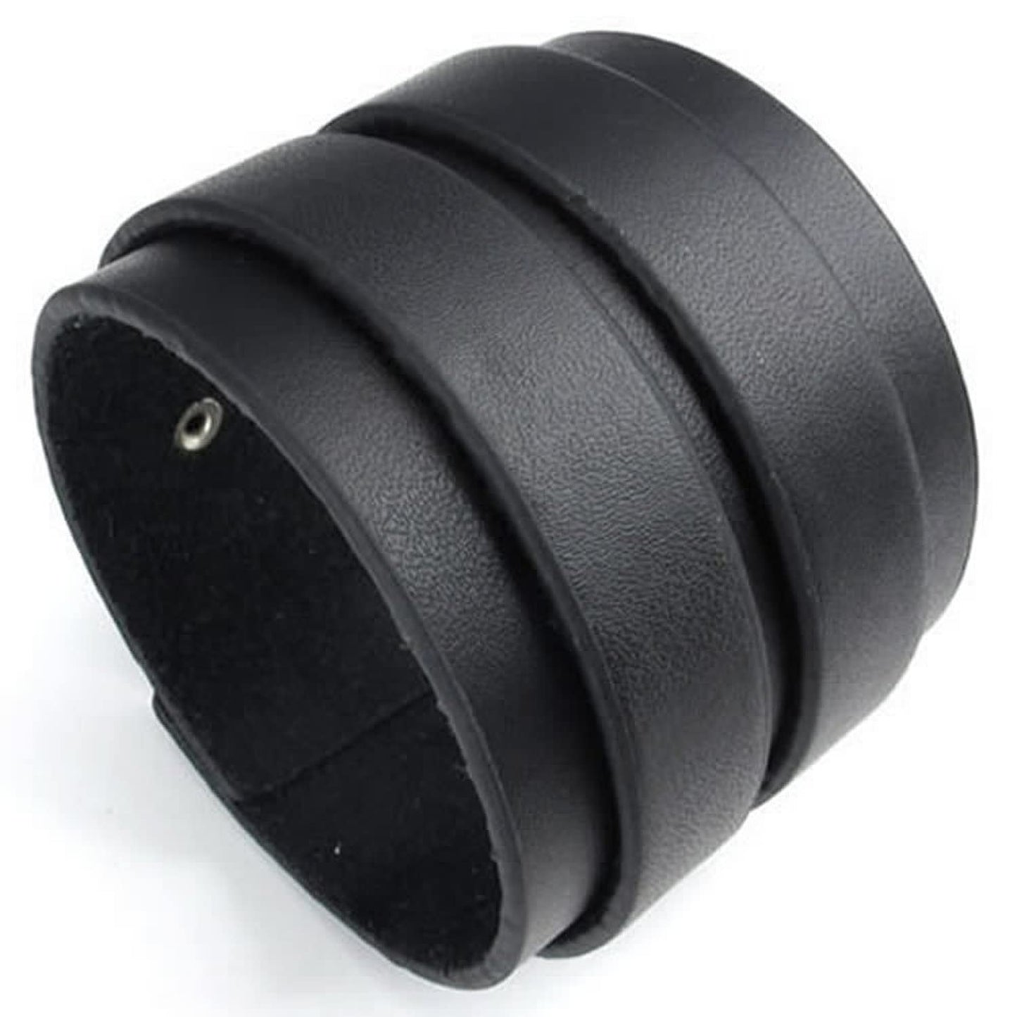 Casoty Black Bracelets for Men and Women Leather Bracelet Punk Rock Viking Mens Cuff Bracelet Jewelry for Men Women
