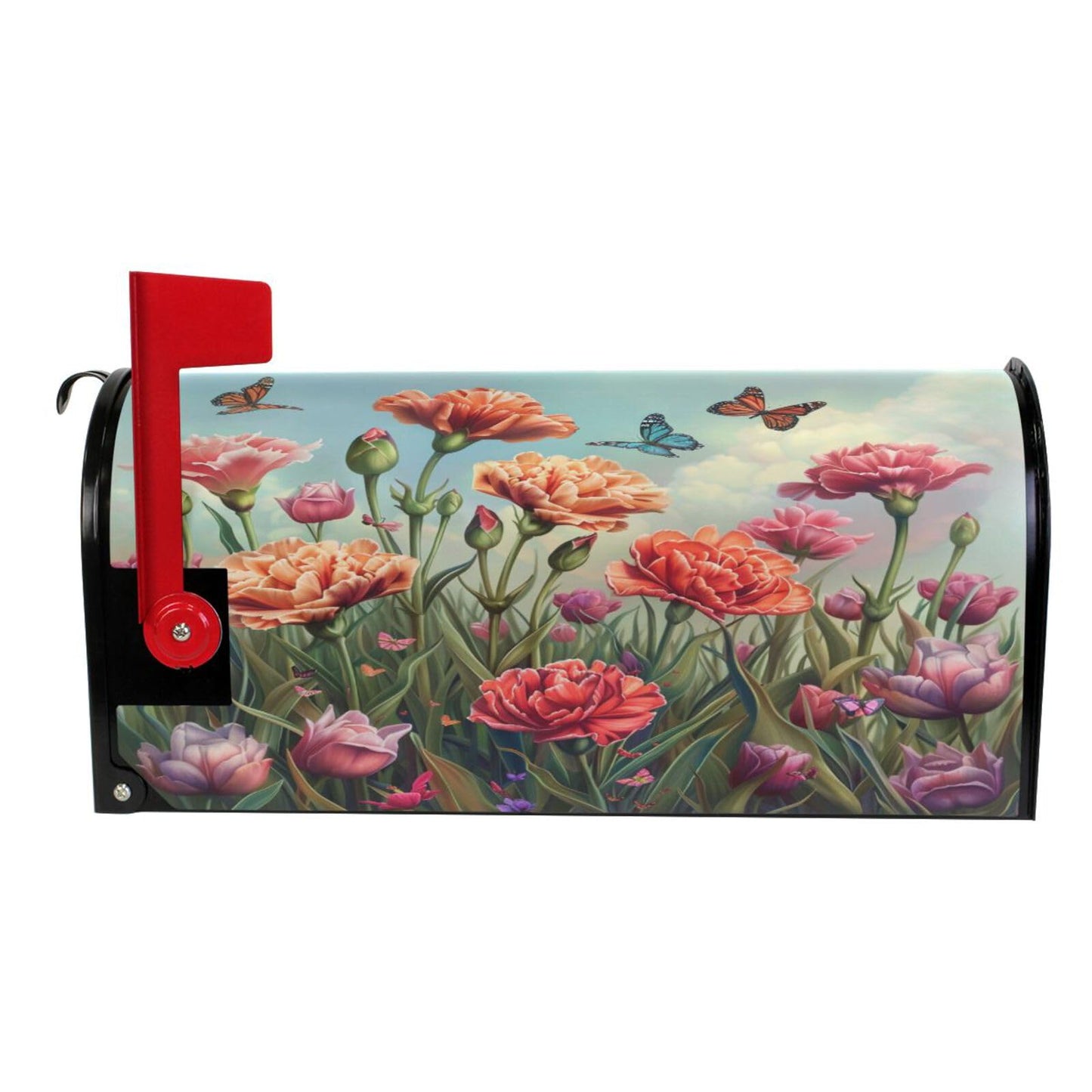 ALAZA Carnation Tulip Flowers Field Butterflies Magnetic Mailbox Cover MailWraps Garden Yard Home Decor for Outside Standard Size-18"x 20.8"…