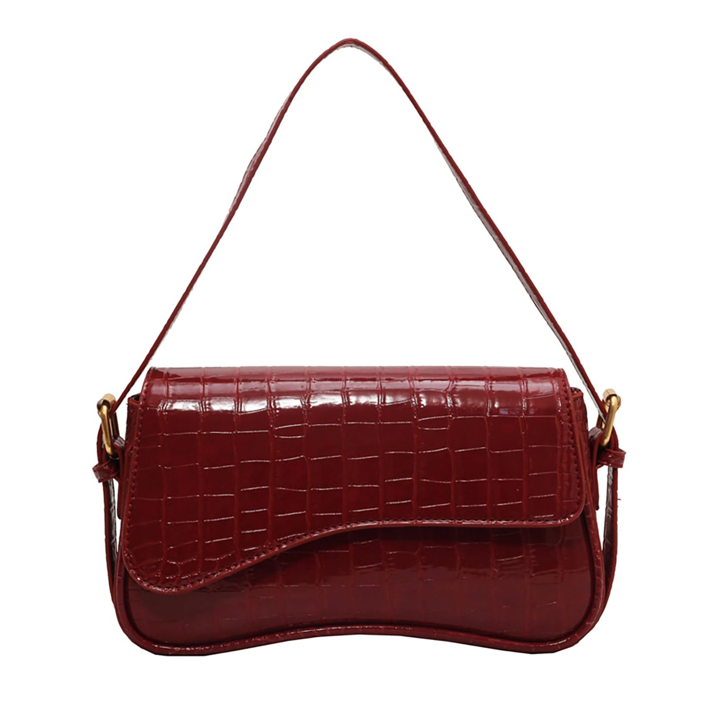 feujury Shoulder Bag for women Y2K Crossbody Vegan Leather Purse Straps Retro Clutch Hobo Hadbags with 2 Removable (B-crocodile red)