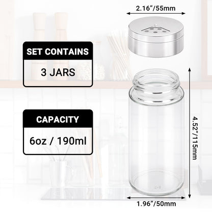 Segarty Spice Jars, 6 Pack 3 oz Spice Bottles with Shaker Lids, Glass Empty Storage Containers with Adjustable Stainless Steel Flow Top for Your Regularly Used Spices