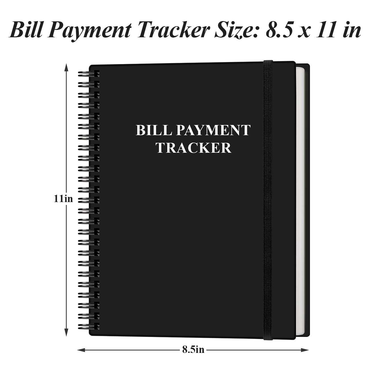 Bill Tracker Notebook - Monthly Bill Organizer & Planner for Personal Budgeting Financial, Monthly Bill Payment Checklist, 8.5" x 11", Black