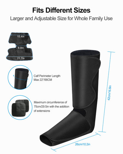 LINGTENG Air Compression Leg Massager with Heat, Leg Massager Simulates Kneading and Stroking of Tissues by Using an Inflatable Garment, Gifts for Women Men (Black)