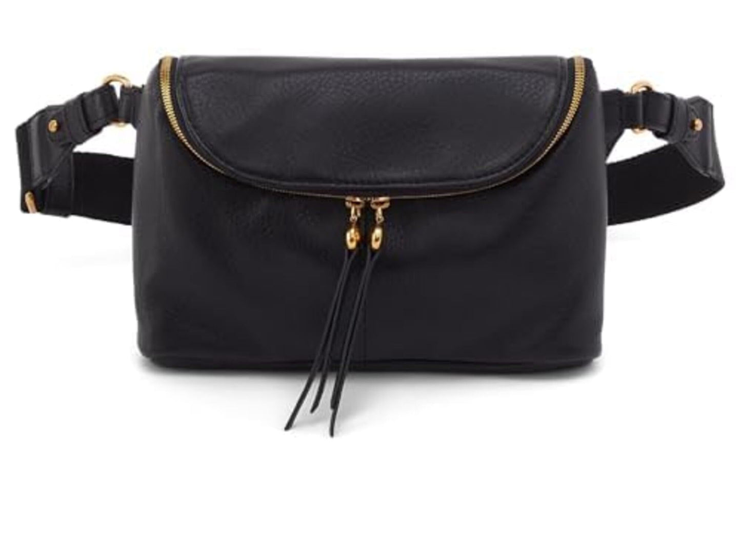 HOBO Fern Leather Belt Bag for Women - Adjustable Strap for Crossbody or Fanny Pack Style, Zipper Pocket, Holds Passport & Phone, Hands-Free Travel & Everyday Essentials - Black