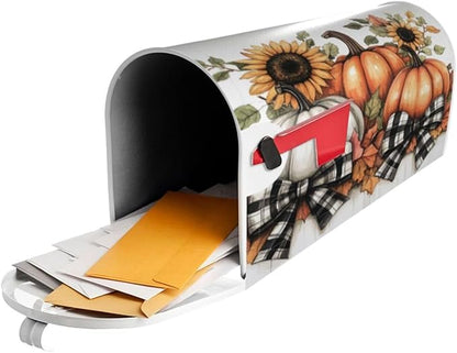 Mailbox Covers Pumpkin Sunflower Fall Thanksgiving Pumpkin Sunflower Fall Thanksgiving Magnetic Letter Post Box Cover Standard Size 25.5 x 21 Inch Garden Yard Home Decorative
