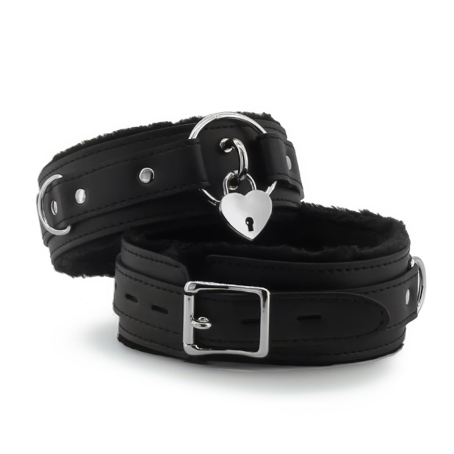 Blinan Punk Choker Collar for women with Heart Love Lock Adjustable gothic Leather Choker Necklace for Women Black