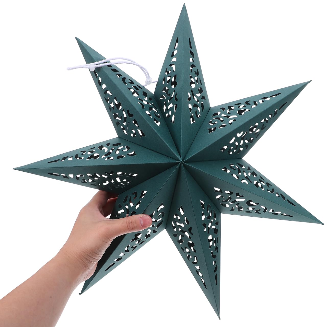KALLORY 3 Pcs Christmas Star Paper Lantern Lampshade 7-Pointed Hollow Out Star Hanging Decoration for Christmas New Year Party Wedding Birthady Decor