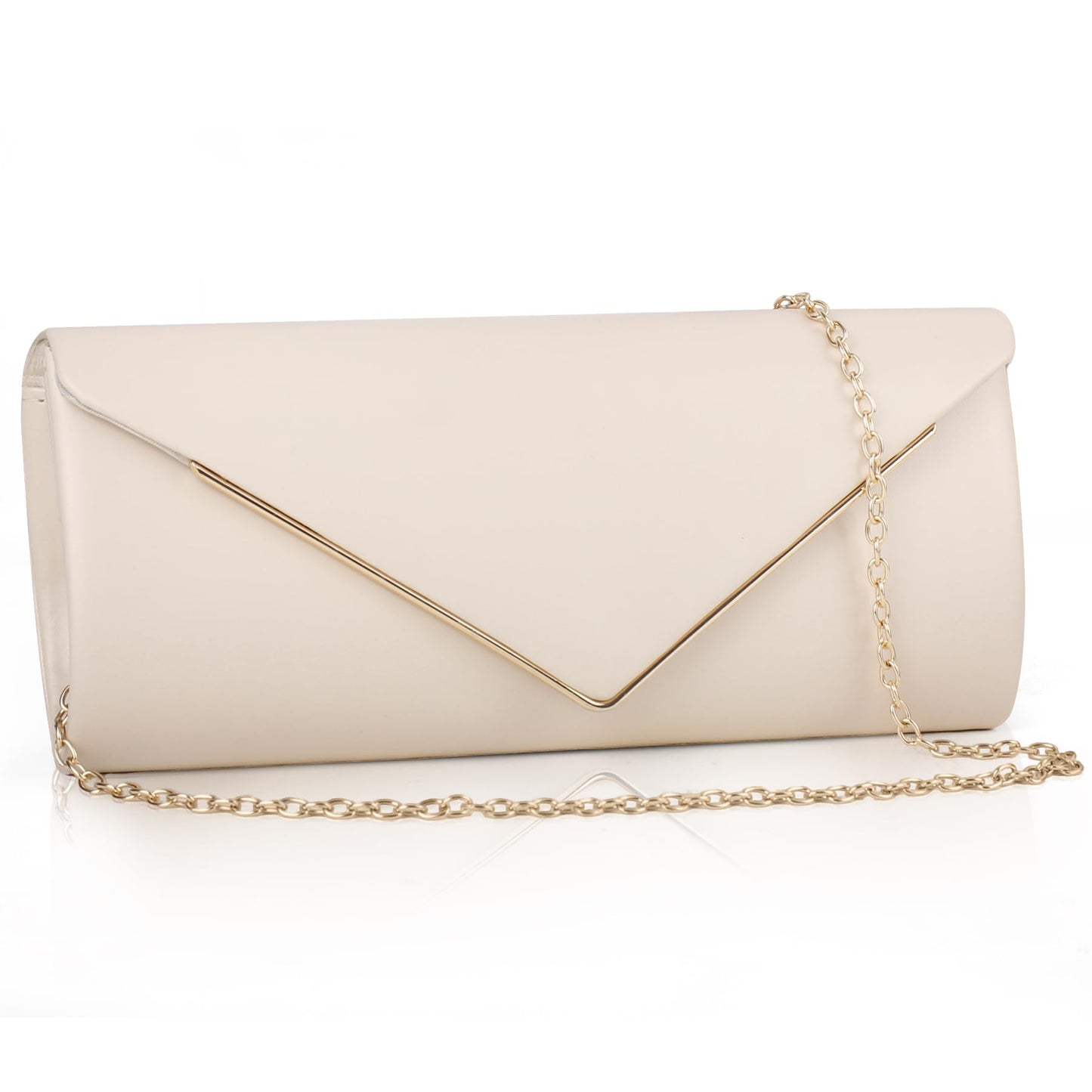 Larcenciel Nude Clutch Purses for Women, Vegan Leather Envelope Evening Bag w/Chain, Elegant Lady Shoulder Crossbody Handbags, Glitter Party Prom Purse Bride Wedding Guest Clutch Dress Carry on Bags