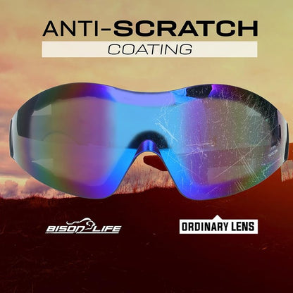 Mirage Vented Safety Goggles - UV Protection Eye Gear for Outdoor Activities | Blue Mirror, Adjustable Band, Dustproof