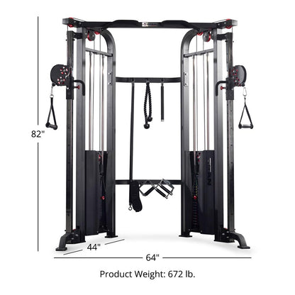 Titan Fitness Functional Trainer, Cable Crossover Machine with 200 LB Double Weight Stack, 2:1 Cable Pull Station, Home Gym Workout Weight Training Machine with Attachments
