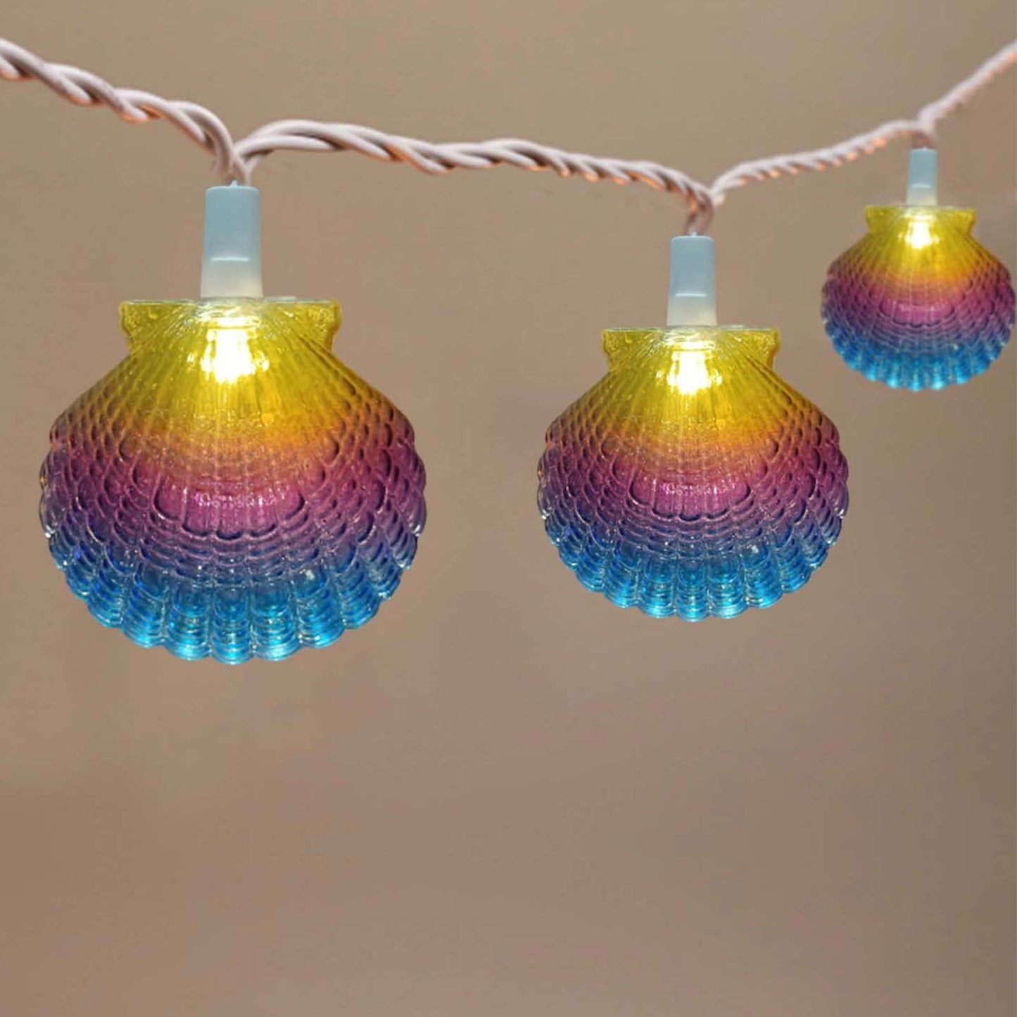 Beach Seashell String Lights - 8.3FT Ocean Themed Decorative 10 LED Seashells, Plug-in Warm White Fairy Lights for Patio, Garden, Wedding, Bedroom, Hawaii, Party, Tropical Beach Themed Decor