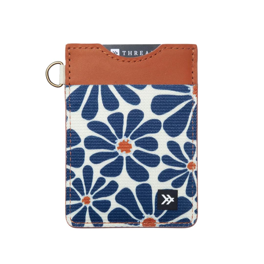 Thread Wallets Ultra Slim Minimalist Leather Card Holder Wallet (Emmeline Navy)
