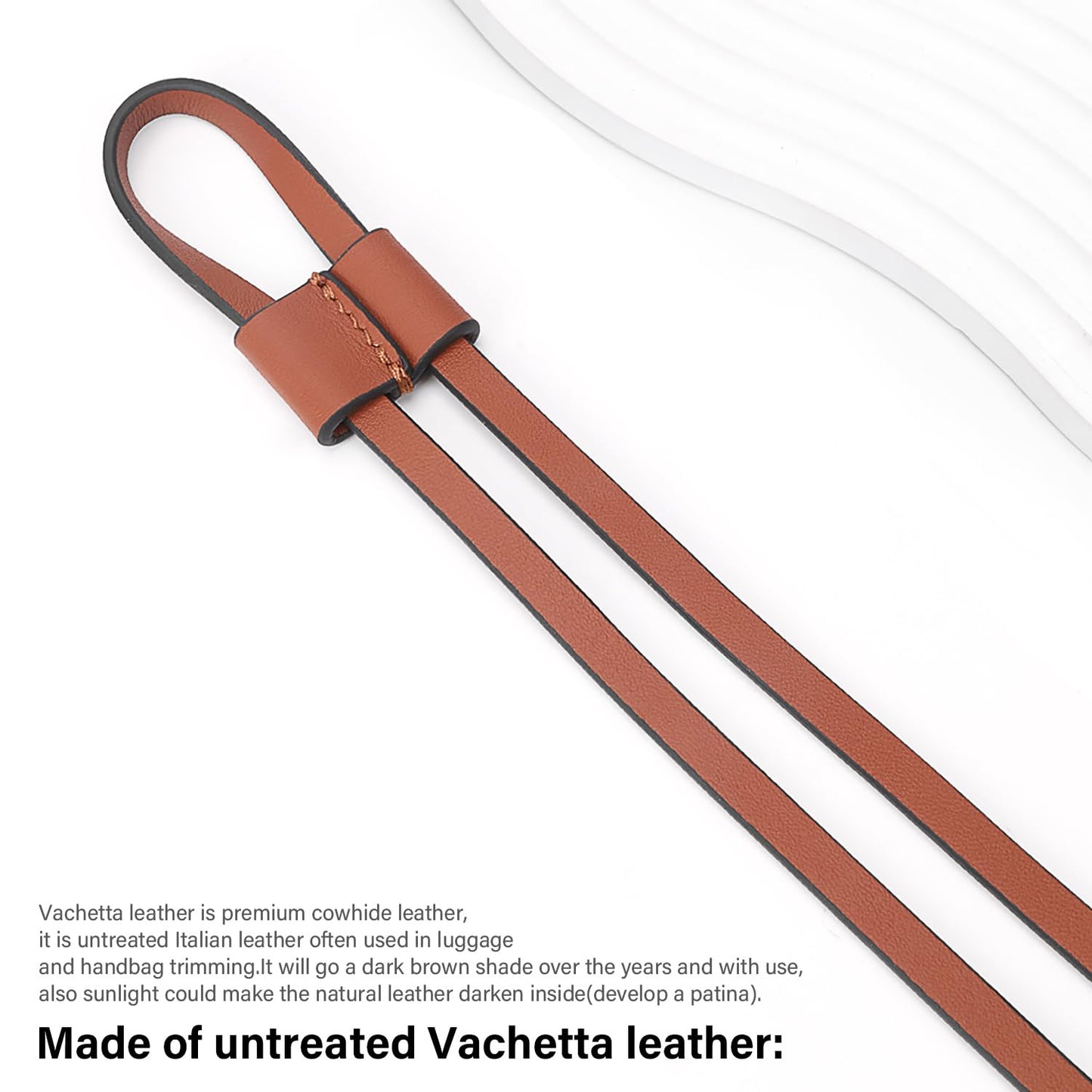 Vachetta Leather Drawstring Replacement Compatible with LV Noe Bucket Bag, Nano Petit Noe BB, Backpack Genuine Leather Drawstring Strap - Brown