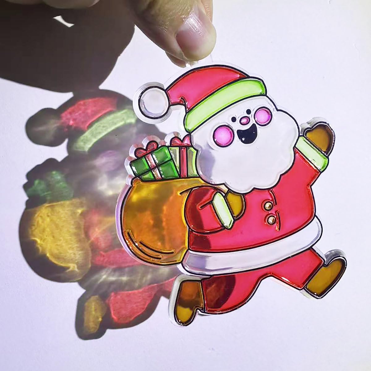 AUEKIV Christmas Suncatcher Kit 30 Sets Christmas Sun Catcher Window Paint Art DIY Craft Kits Santa Snowman Snowflake Reindeer Suncatchers Decoration for Classroom Holiday Home Party Activity Project
