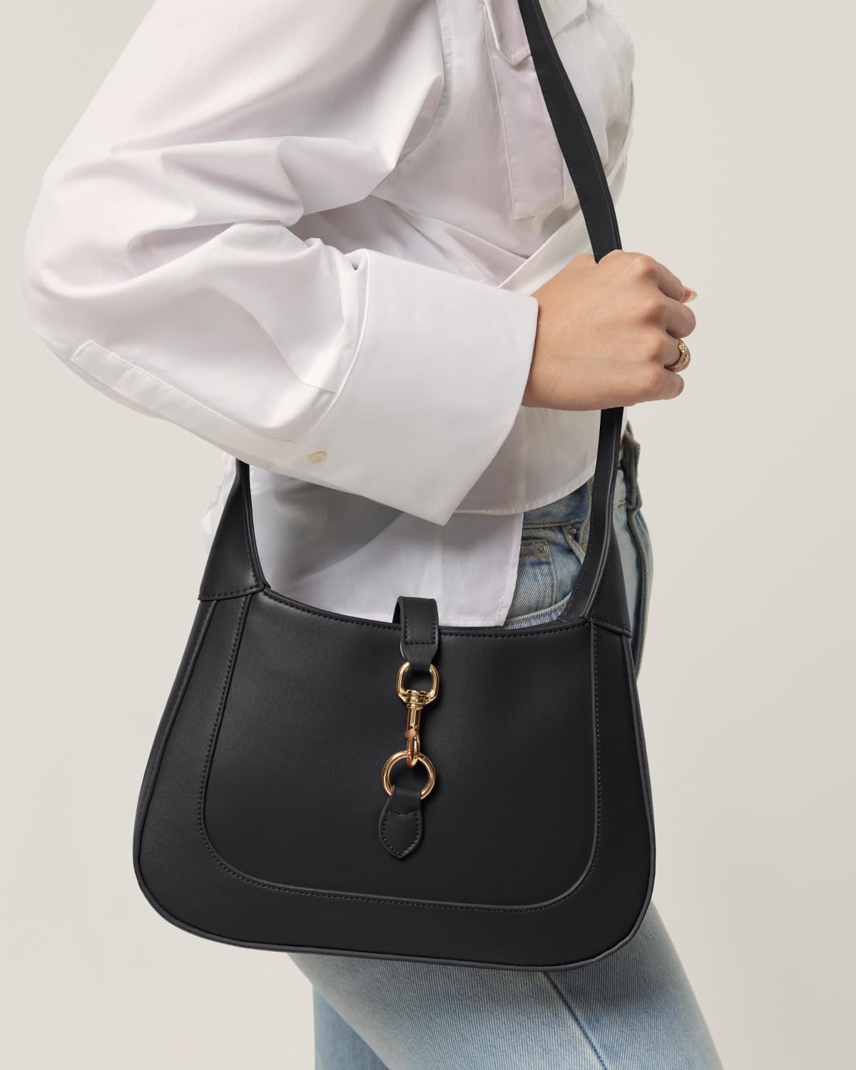 Apryl Shoulder Bag for Women - Small Shoulder Purses - Black Purse - Cute Trendy Handbags - Adjustable Strap Vegan Leather