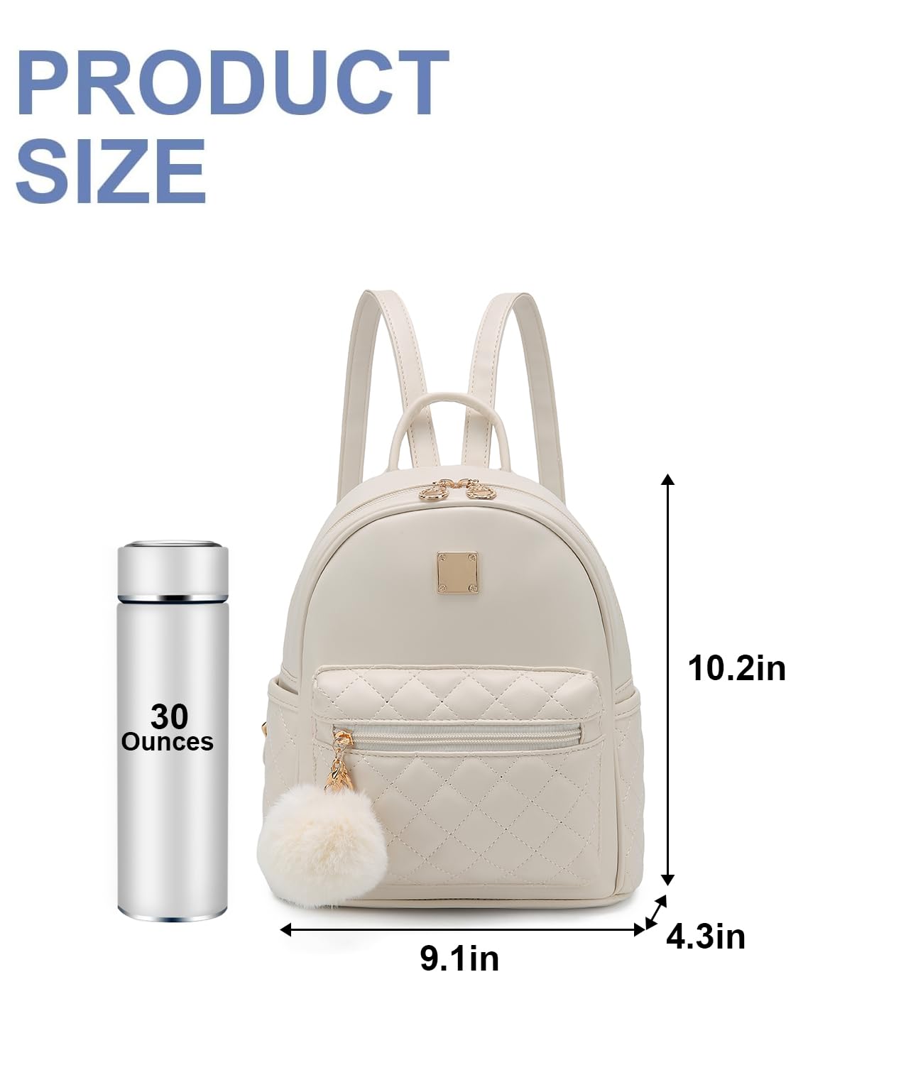 Barsine Girls Fashion Mini Backpack Purse Small Cute Plaid Leather Women Backpacks Little Bag (Ivory)