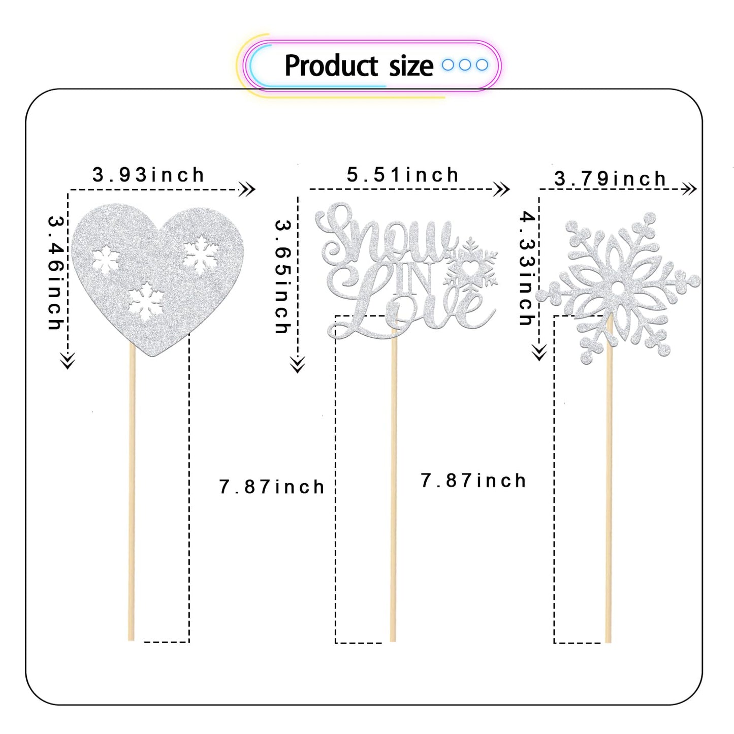 12Pcs Snow in Love Centerpiece Sticks - Winter Bridal Shower Table Decorations - Winter Snowflake Theme Party Decoration Silver Glitter