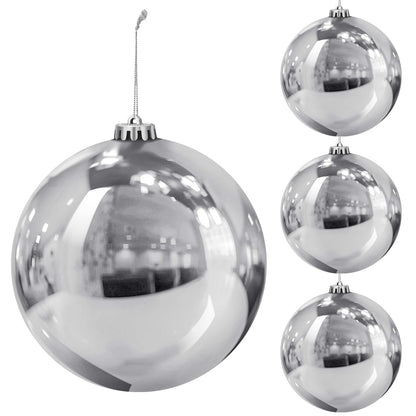 Hiboom 4 Pcs Christmas Ball Ornaments Plastic 6 Inch Christmas Tree Decoration Balls Large Xmas Decorative Hanging Ornament for Home Outdoor Outside Holiday Lawn Yard Party Supplies(Silver)