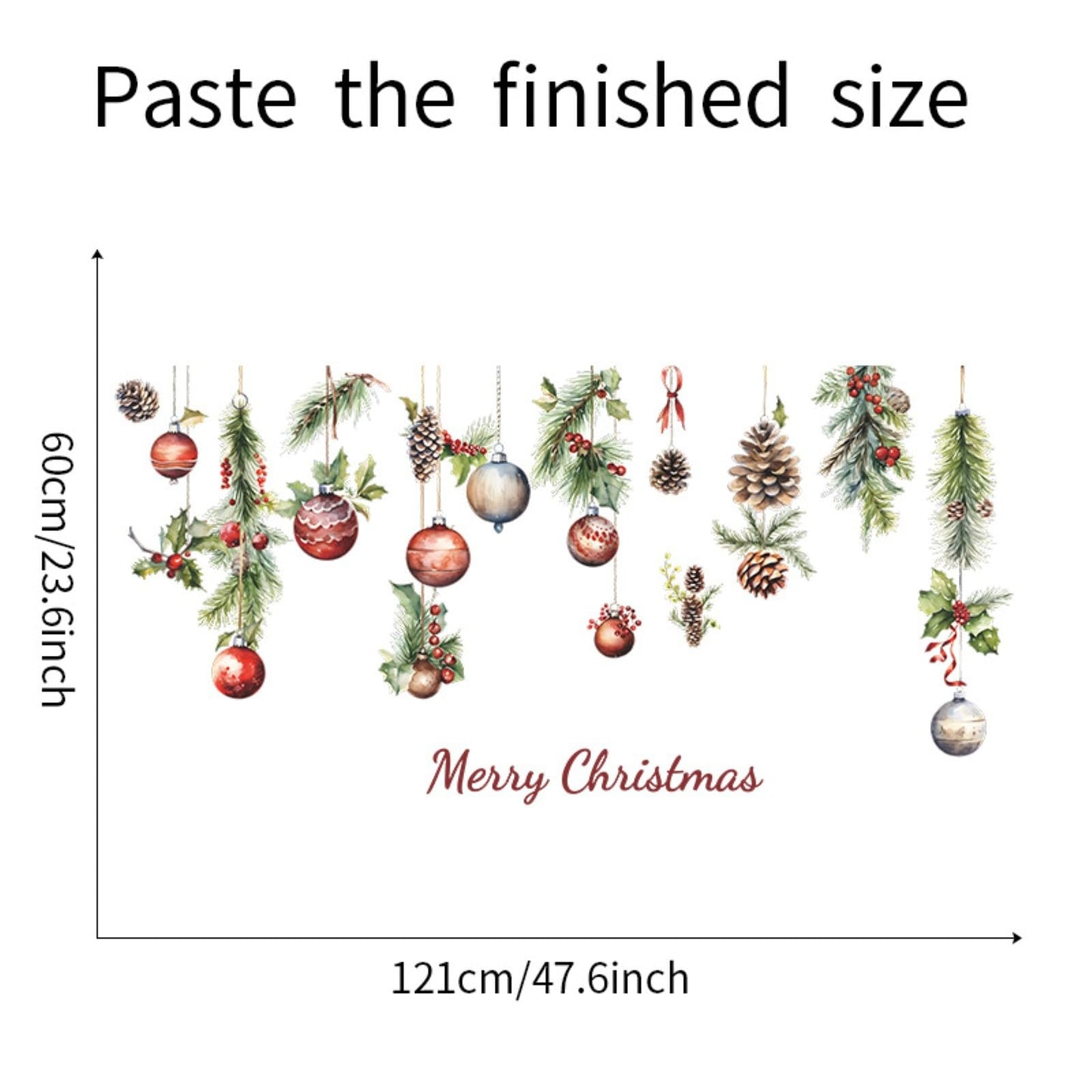 Merry Christmas Wall Decals Pine Cone Snowflake Wall Stickers Christmas Winter Home Wall Art Decor for Kids Room Classroom Office Bedroom Living Room Kitchen Playroom Decor
