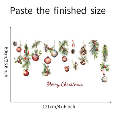 Merry Christmas Wall Decals Pine Cone Snowflake Wall Stickers Christmas Winter Home Wall Art Decor for Kids Room Classroom Office Bedroom Living Room Kitchen Playroom Decor