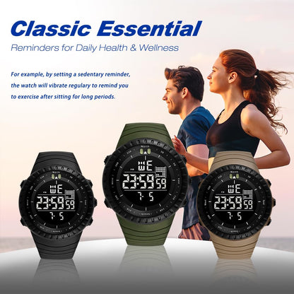 KXAITO Men's Watches Sports Outdoor Waterproof Military Watch Date Multi Function Tactics LED Face Alarm Stopwatch for Men (6256 Military Green Band Black Dial)