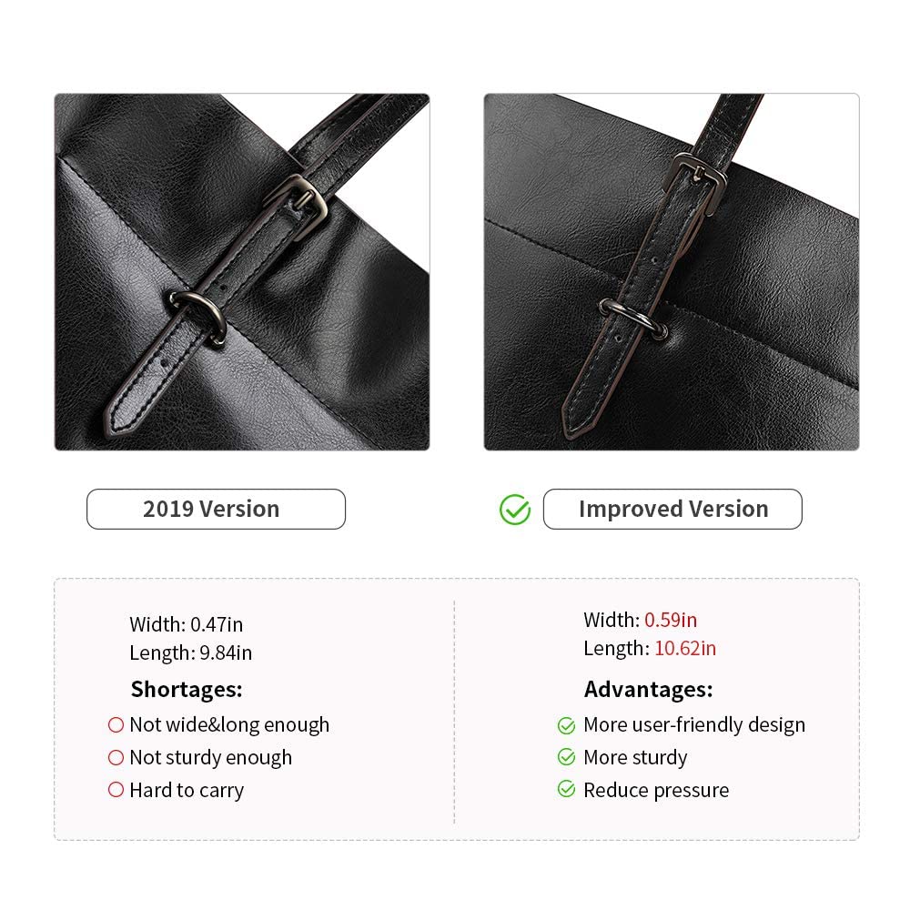 Kattee Vintage Genuine Leather Tote Shoulder Bag for Women Satchel Handbag with Top Handles (Black)