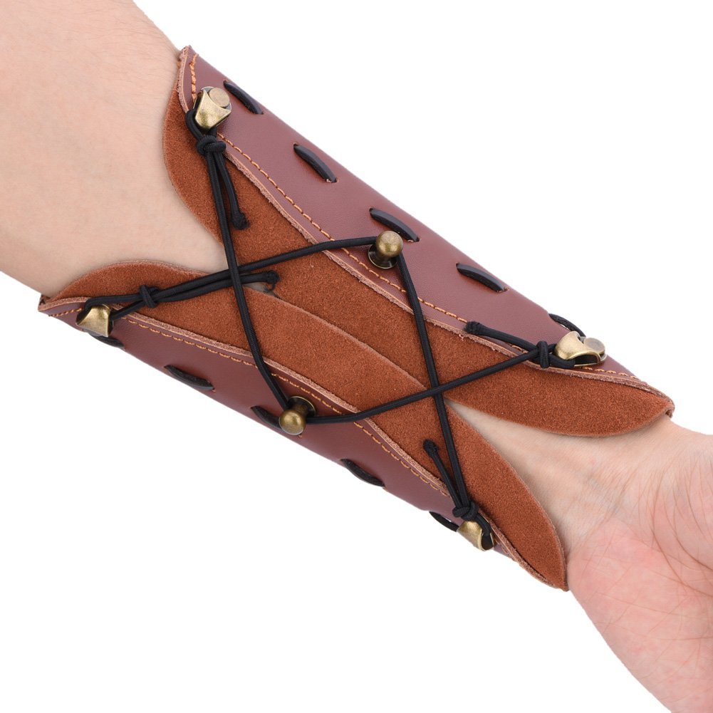 Dilwe Arm Guard, Archery Leather Arm Guard Strap Armband for Bow