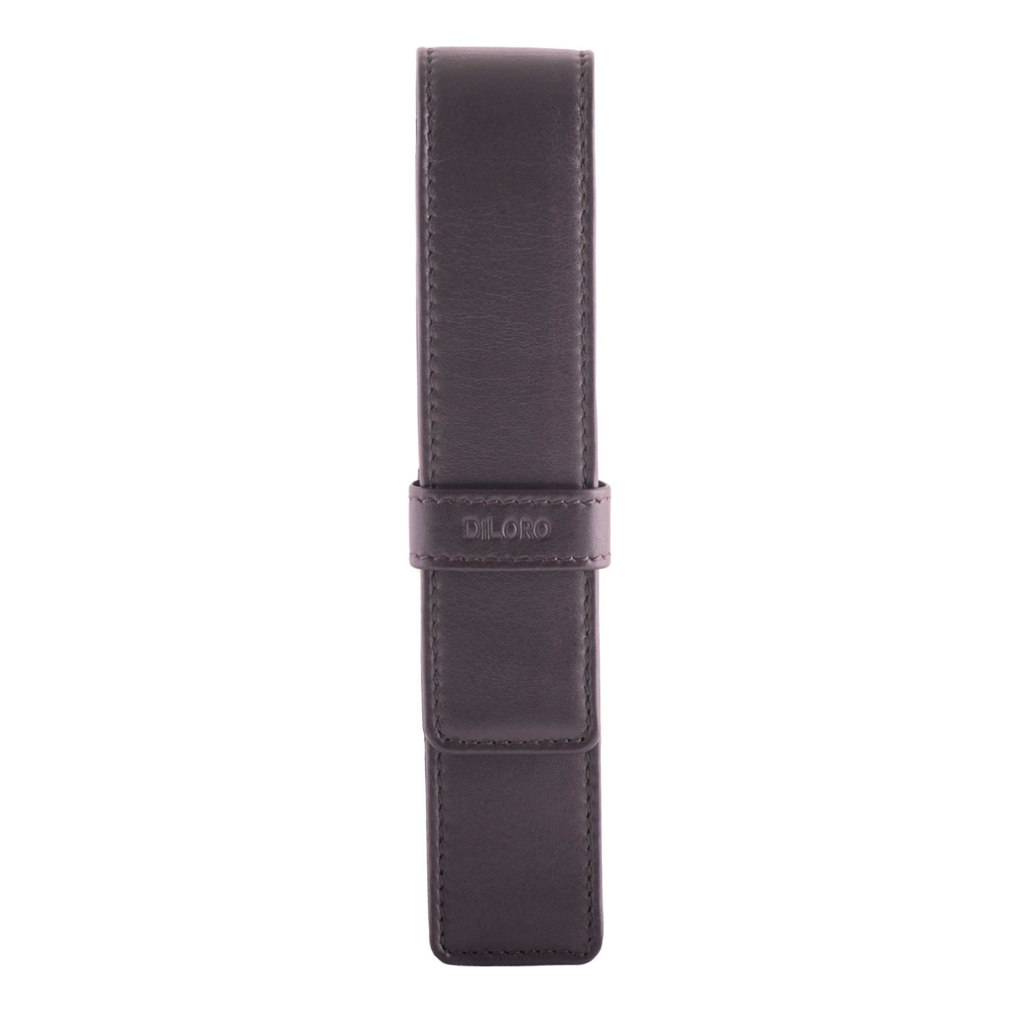 DiLoro Leather Single Pen Case Pencil Pouch Holder for One Fountain Ballpoint Rollerball Pen and Pencil (Brown)