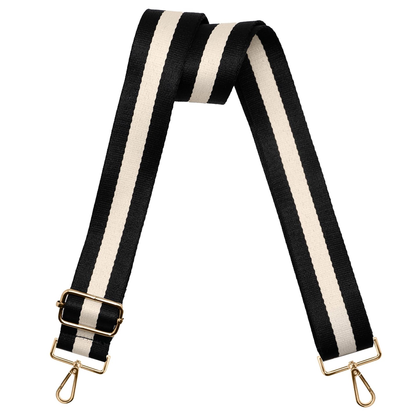 Muteffcase Purse Strap Replacement Crossbody, Wide Shoulder Bag Strap for Handbag, Tote Strap Adjustable (1.5 inch Gold - White/Black)