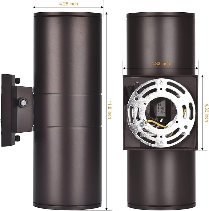 Outdoor Wall Lights Dusk to Dawn Exterior Lighting Fixtures, ETL Listed Cylinder Up Down Outdoor Porch Light,Modern Outdoor Sconce Lights for House Garage Patio,Bulbs Included