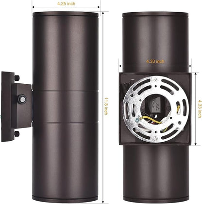 Outdoor Wall Lights Dusk to Dawn Exterior Lighting Fixtures, ETL Listed Cylinder Up Down Outdoor Porch Light,Modern Outdoor Sconce Lights for House Garage Patio,Bulbs Included