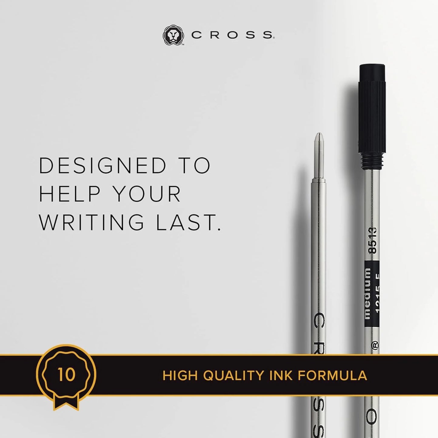 Cross Refills for Ballpoint Pens, Medium, Black Ink, 2/Pack (85132) (New Version)