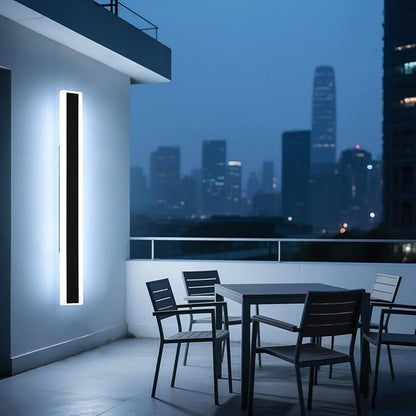 Mikeru 70.8inch Long Led Wall Light, 6000k Cool White Modern Outdoor Wall Light Ip65 Waterproof Black Acrylic Porch Exterior Lighting Fixtures, Exterior Wall Mount Lights for Garage Front Door