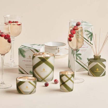 Thymes Frasier Fir Reed Diffuser Set – Includes Reeds, Fragrance Oil, and Frosted Glass Bottle – Fragrance Oil Diffuser – Room Fresheners – Luxury Home Decor – Green & Clear (Pine Needle, 4 fl oz)