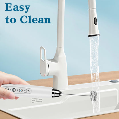 Milk Frother Handheld for Coffee, Electric Whisk 3 Speed Adjustable, Drink Mixer with Stainless 3 Whisks, Rechargeable Hand Frother Wand, Foam Maker for Latte Cappuccino Matcha Egg Silver