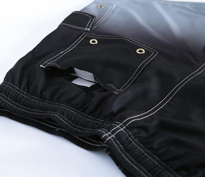ELETOP Men's Swim Trunks Quick Dry Bathing Suit Swimming Board Shorts Mesh Lining Beach Swimwear Cargo Gradient Black L