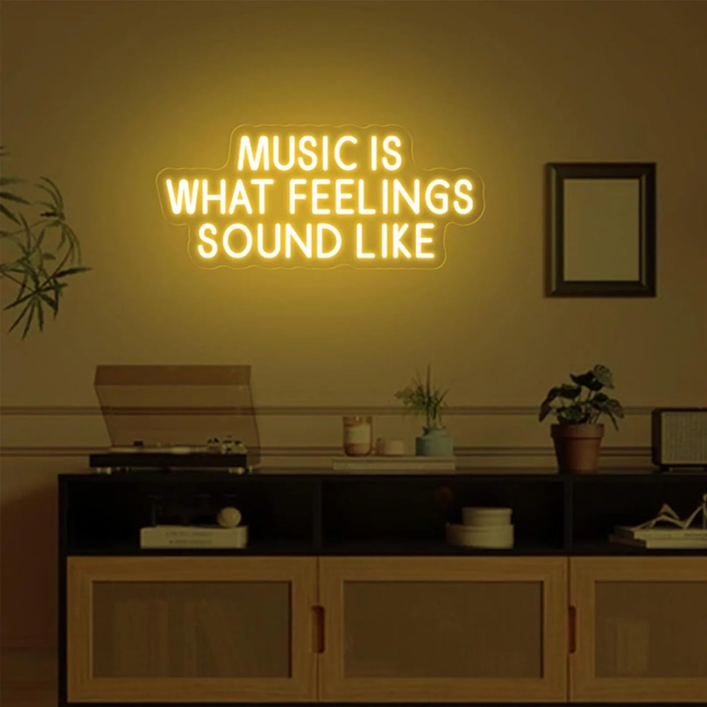 Music Is What Feelings Sound Like Neon Sign For Wall Decor Warm White Letter Neon Light Recording Studios Live Music Neon Light Sign LED Word Light for Studio Concert Bar Bedroom Decoration