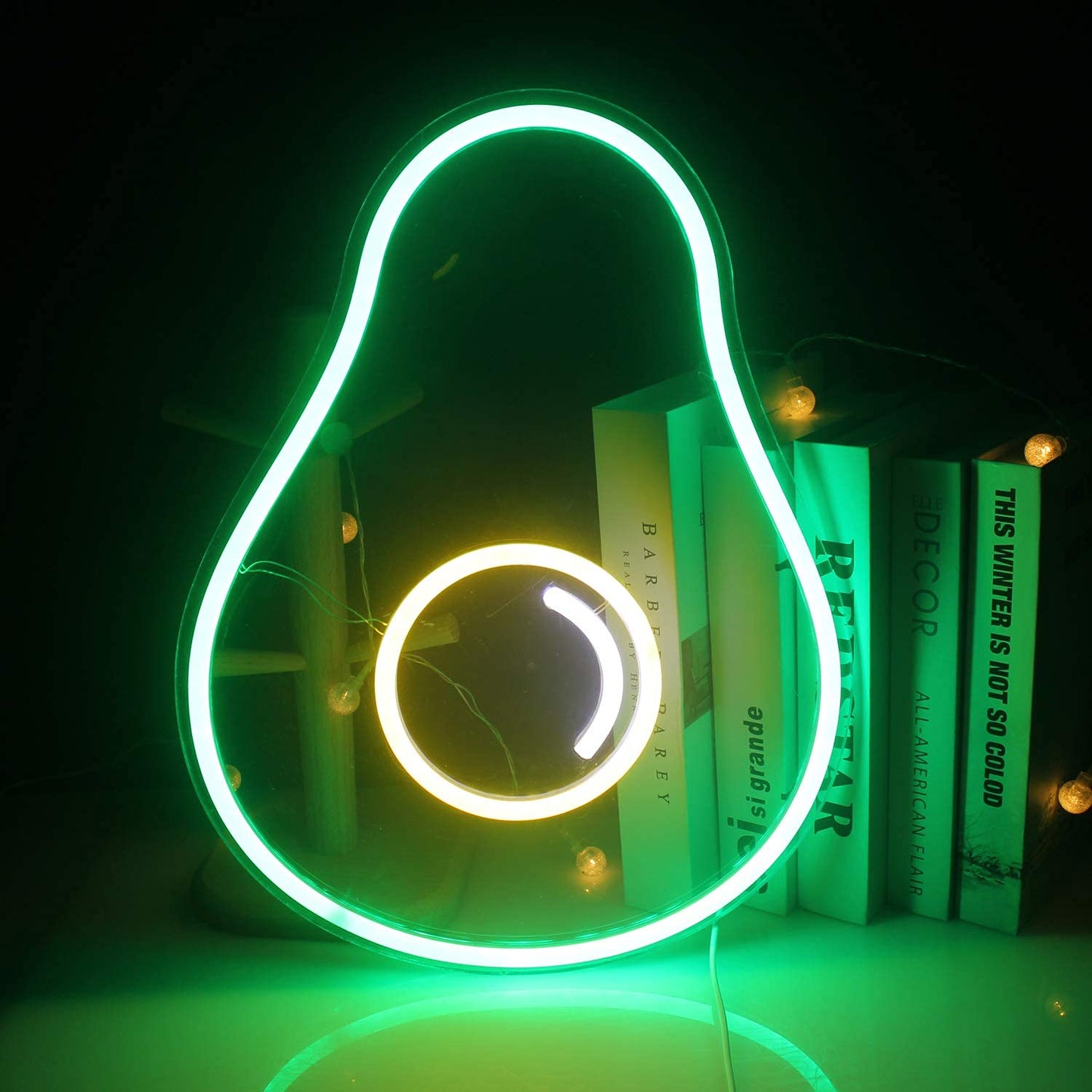 Avocado Neon Sign Green Fruit Led Light with USB Powered Switch Cute Avocado Light Up Signs for Bedroom Wall Decor Fruit Shop Store Christmas Birthday Party