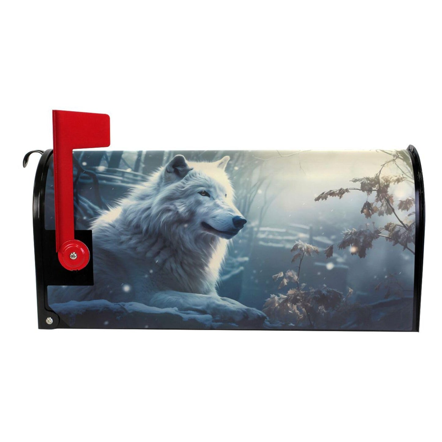 White Forest White Wolf Animal Magnetic Mailbox Cover MailWraps Garden Yard Home Decor for Outside Standard Size-18"x 20.8"