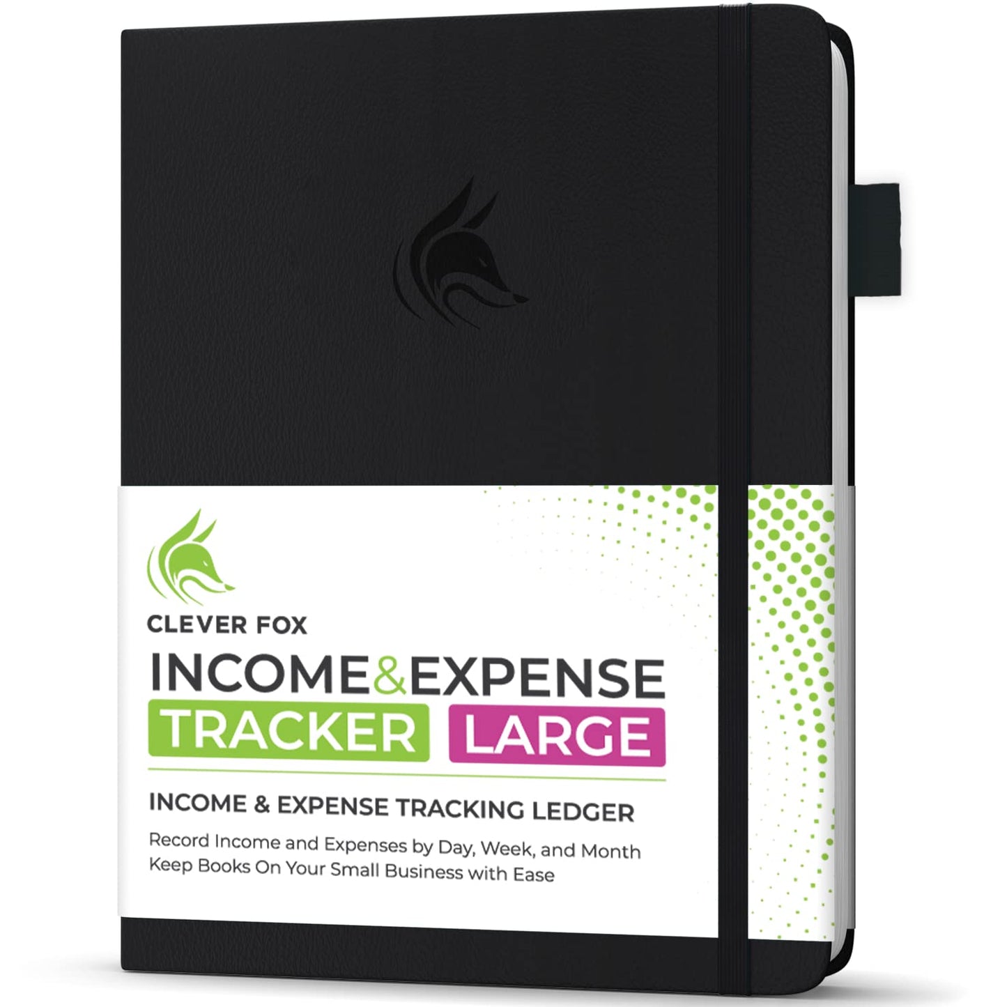 Clever Fox Income & Expense Tracker Large – Accounting & Bookkeeping Ledger Book for Small Business – 2-Year Record Notebook, A4 (Black)
