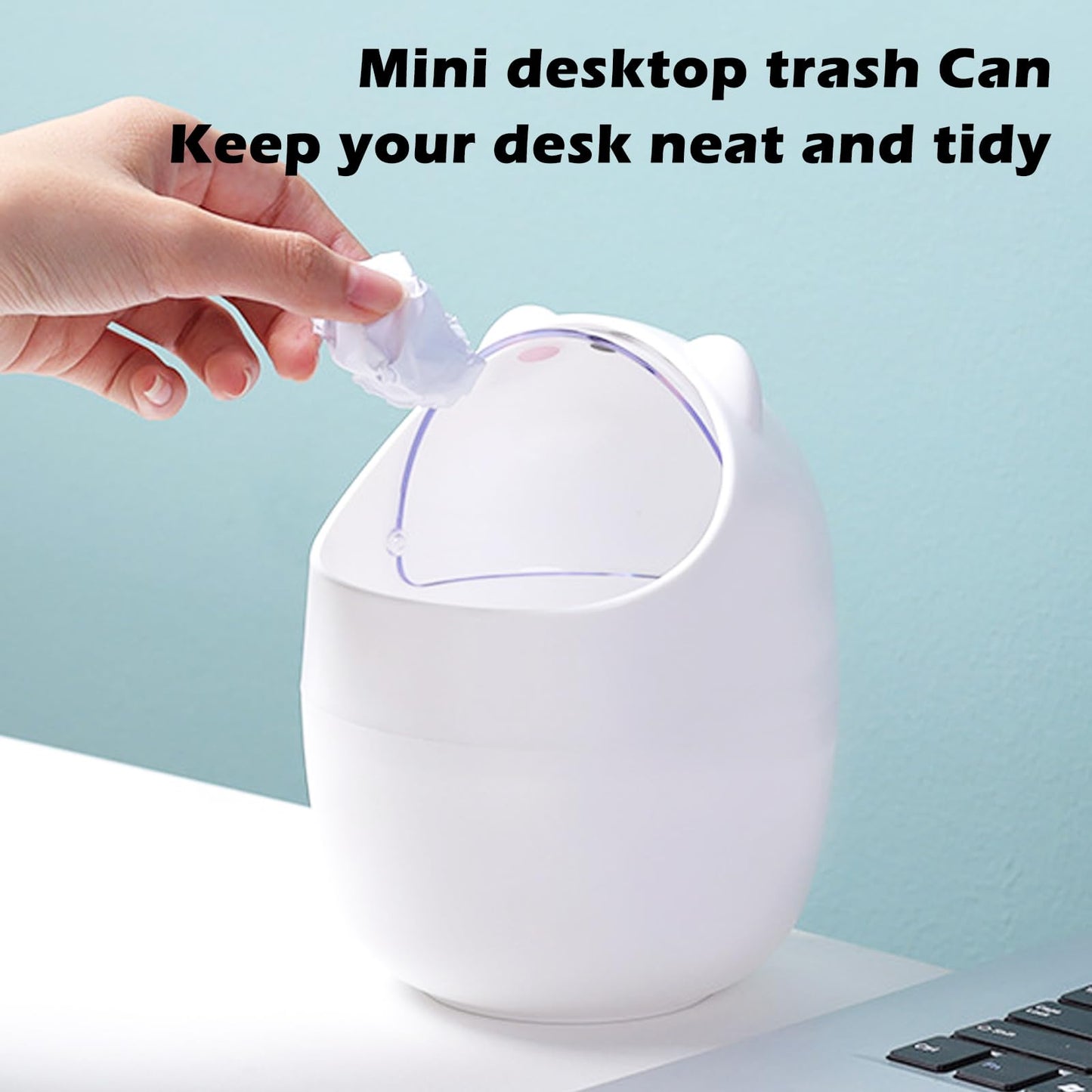 SHAIDOJIO 3 Pack Cute Mini Trash Can, Desktop Trash Can with Lid, Small Garbage Can with 180 Trash Bags, Tiny Countertop Wastebasket for Kids, Kawaii Waste Bin for Office Bedroom Bathrooms Desk Car