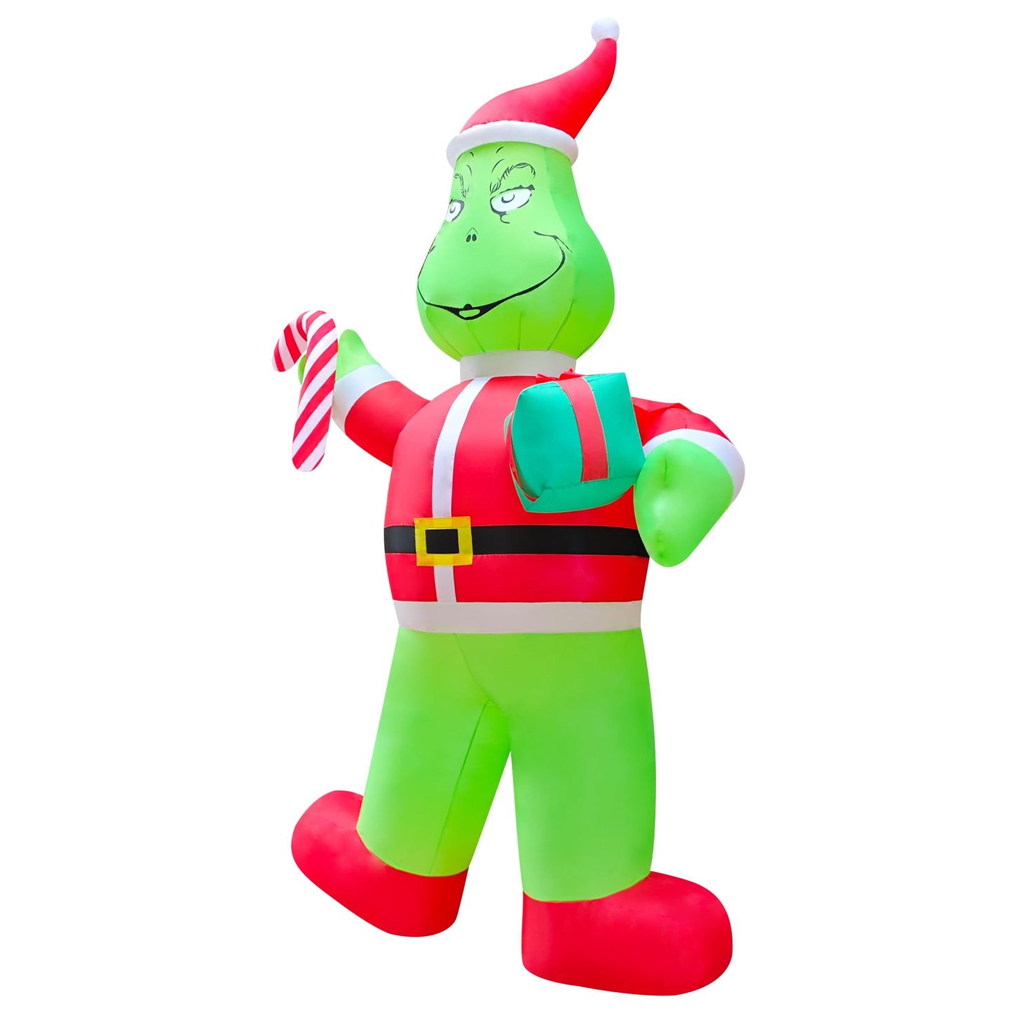 eLUUGIE 12ft Giant Christmas Inflatable Yard Decor Green Santa Monster Build-in LED Outdoor Blow up Christmas Decorations for Yard/Lawn/Garden