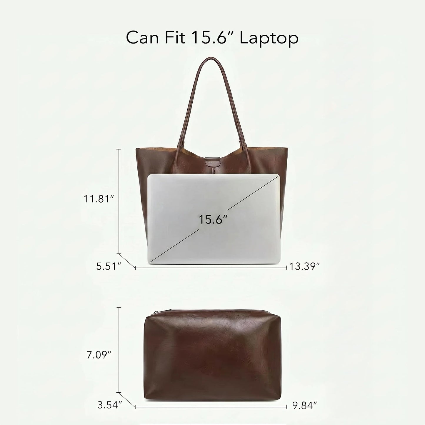 Women's Large Faux Leather Tote Bag, Spacious Work Shopper, Designer Top Handle Shoulder Bag for Travel College Daily Use (Coffee)