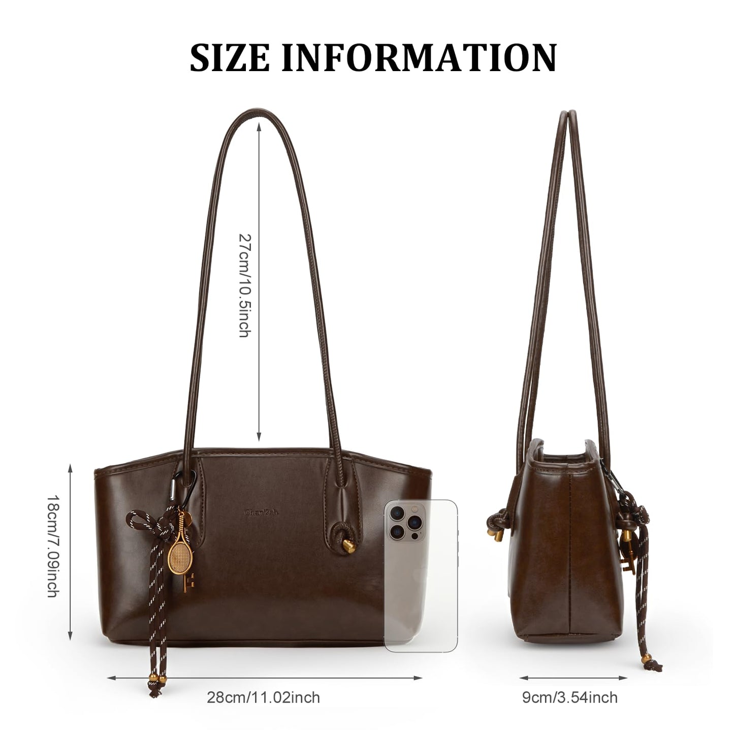 Vintage Shoulder Bags for Women Brown Purse Fall Hobo Handbag Faux Leather Shoulder Purse with Cute Pendant