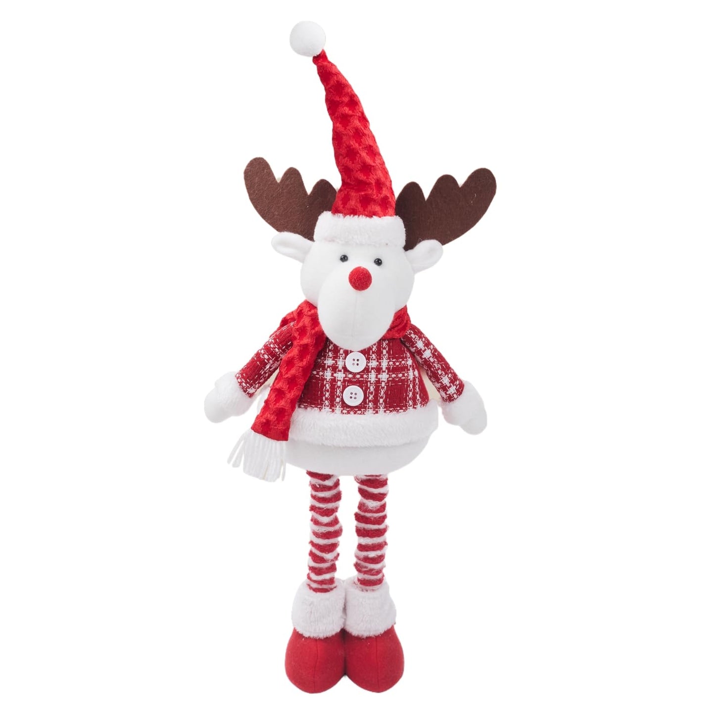 JIAHG Christmas Decorations Standing Fabric Santa Claus Snowman Reindeer with Stretchy Legs Christmas Tree Party Favors for Home Office Tabletop Fireplace Shelf Figurine Xmas Decor Ornaments