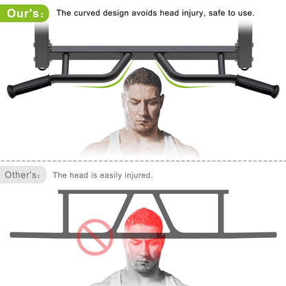 Kipika Joist Mount Pull Up Bar - Heavy Duty Chin Up Bar - 4 Height Levels, Multi-Angle Grip, Rings for Accessories - Ideal for Home Gym Workout and Crossfit Training