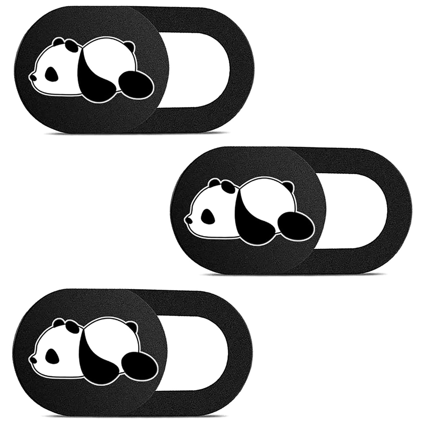 Webcam Cover Slide Cute Pattern Web Camera Cover 0.7mm Thin Fits for Laptop MacBook Pro iMac Air Computer Smartphones Tablets Protect Your Privacy and Security Strong Adhesive (3 Pack-Panda Pattern)
