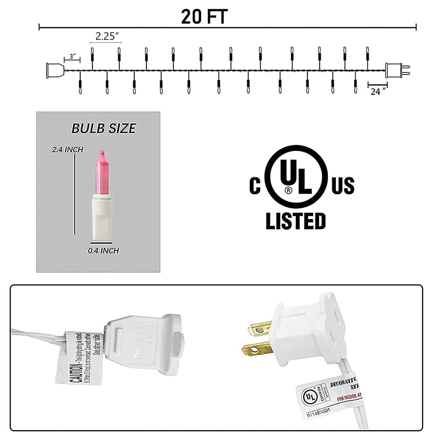 Dazzle Bright 100 Count 20FT Easter Mini String Lights, Incandescent White Wire Fairy Lights with UL Certified Easter Decorations for Indoor Outdoor Yard Party Patio Home Decor