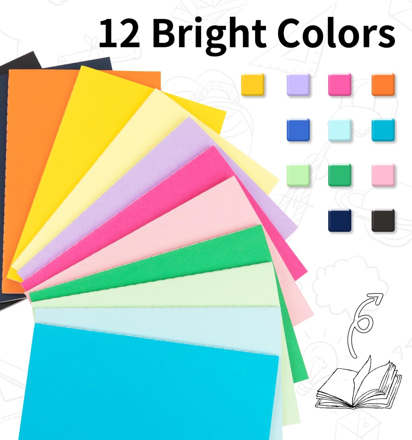 ALKALO 24 Pack Colorful Blank Notebooks for writing, Journals Bulk, A5 Composition Books, 8.3x5.5 Inch, 60 Pages, 30 Sheets Sketchbooks for Office School Travel Supplies (Blank-24 pack, 12 Colors)