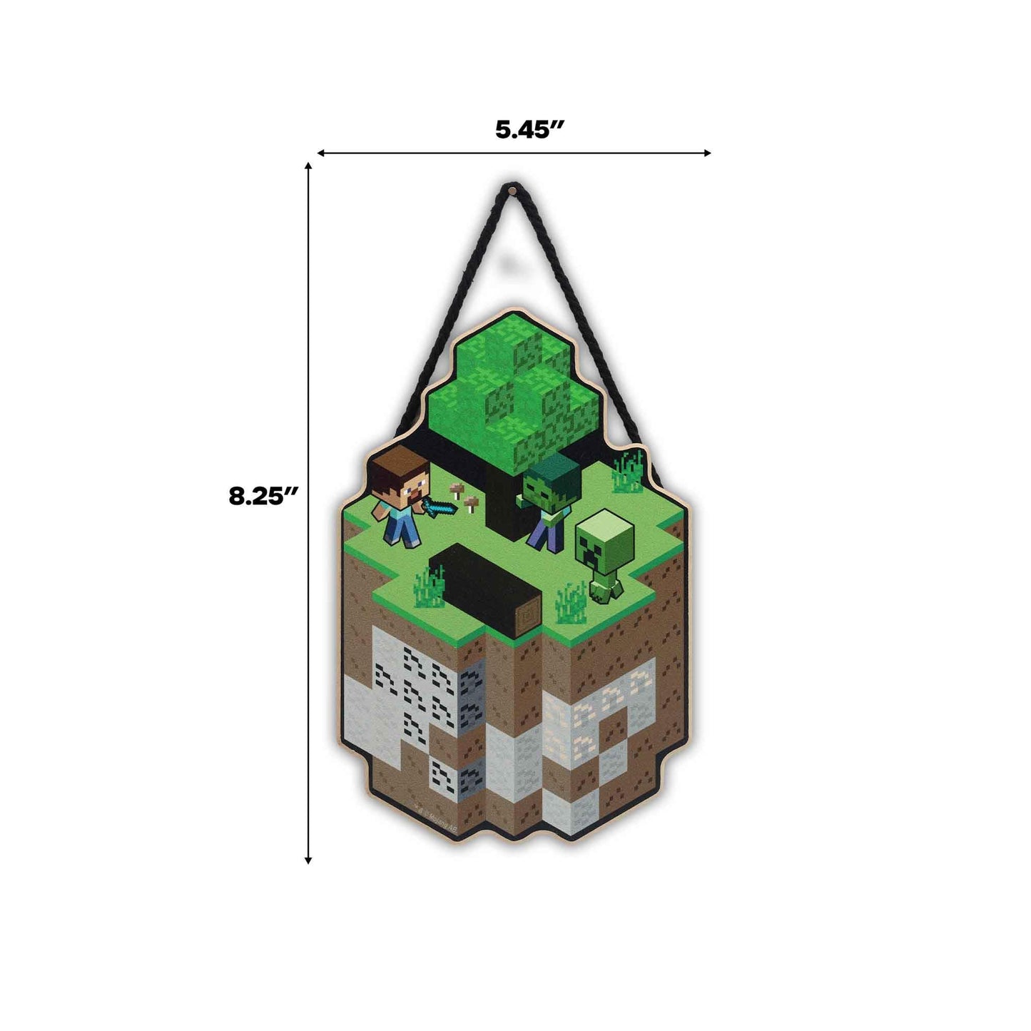 Open Road Brands Minecraft Scene Hanging Wood Wall Decor - Fun Minecraft Sign for Game Room or Bedroom