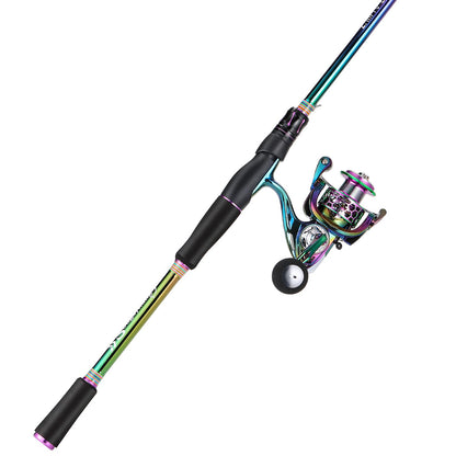 Sougayilang Spinning Fishing Rod Reel Combo, 6.9ft 2 Pieces Medium Heavy Pole with Bright Strong Smooth 2000 Reel for Freshwater